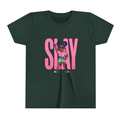 Youth Tee — 'STAY' Girl Graphic Kids T‑Shirt