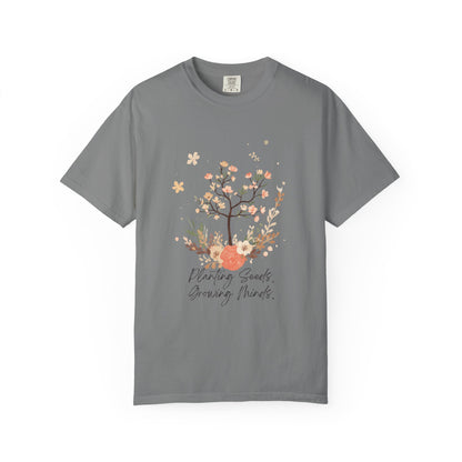 Floral Tree Tee — "Planting Seeds, Growing Hearts" Graphic T-Shirt