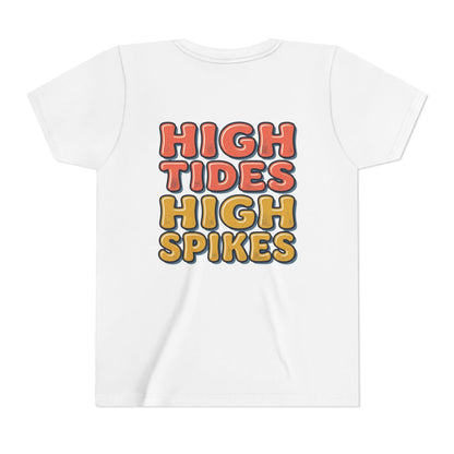 Beach Volleyball Youth Tee — "High Tides High Spikes" Graphic