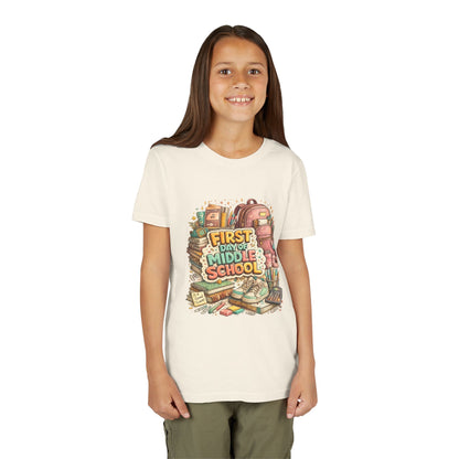Youth Tee — "First Day of Middle School" Back-to-School Graphic Shirt