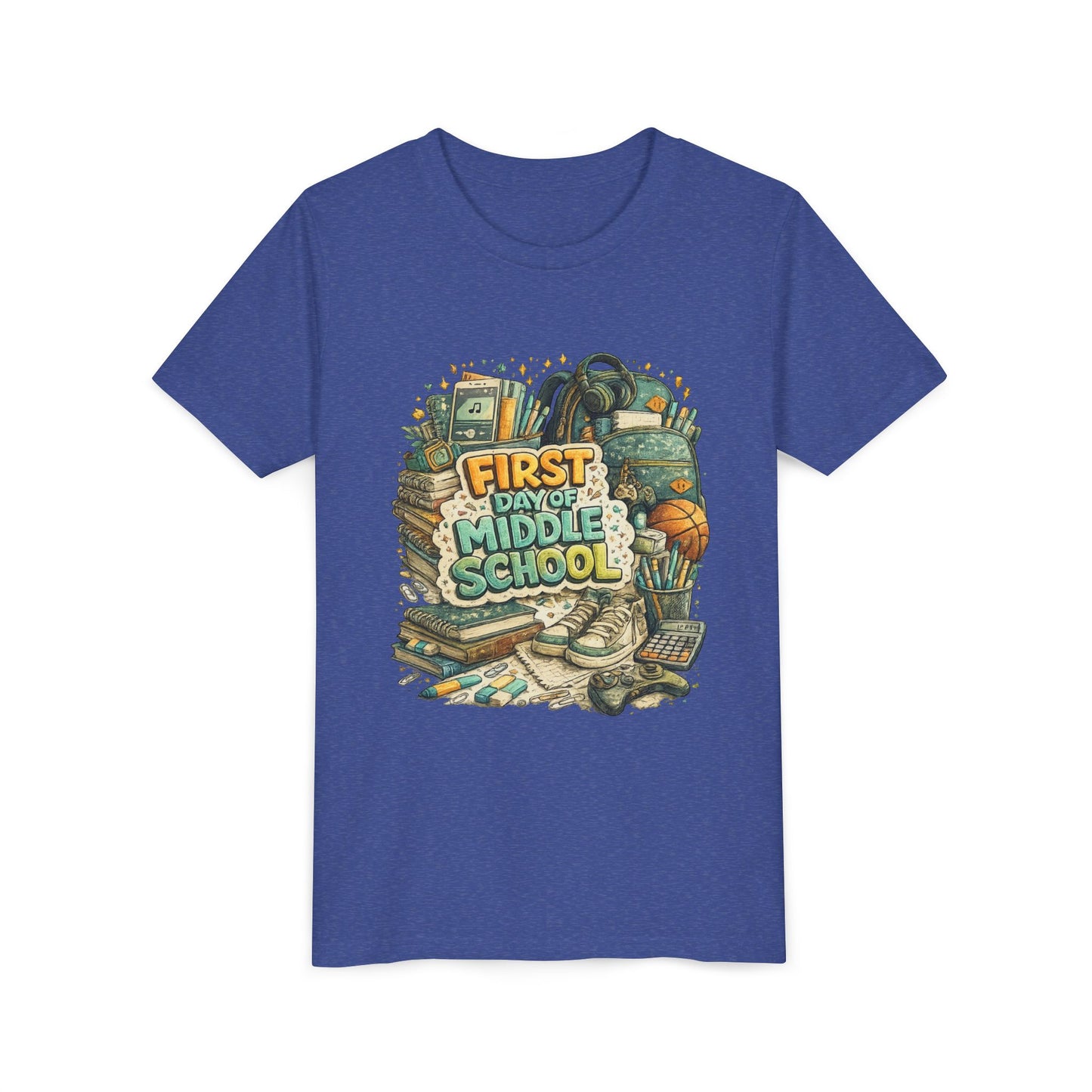 Youth Tee — "First Day of Middle School" Back-to-School Graphic Shirt