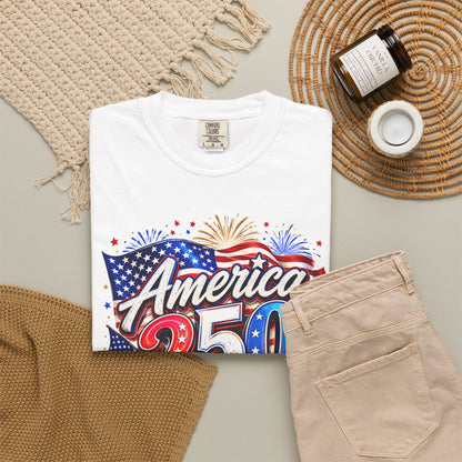 America 250 Celebration T-Shirt — "America 250: 1776–2026, Let's Celebrate" Patriotic Independence Day Tee