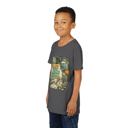 Youth Tee — "First Day of Middle School" Back-to-School Graphic Shirt