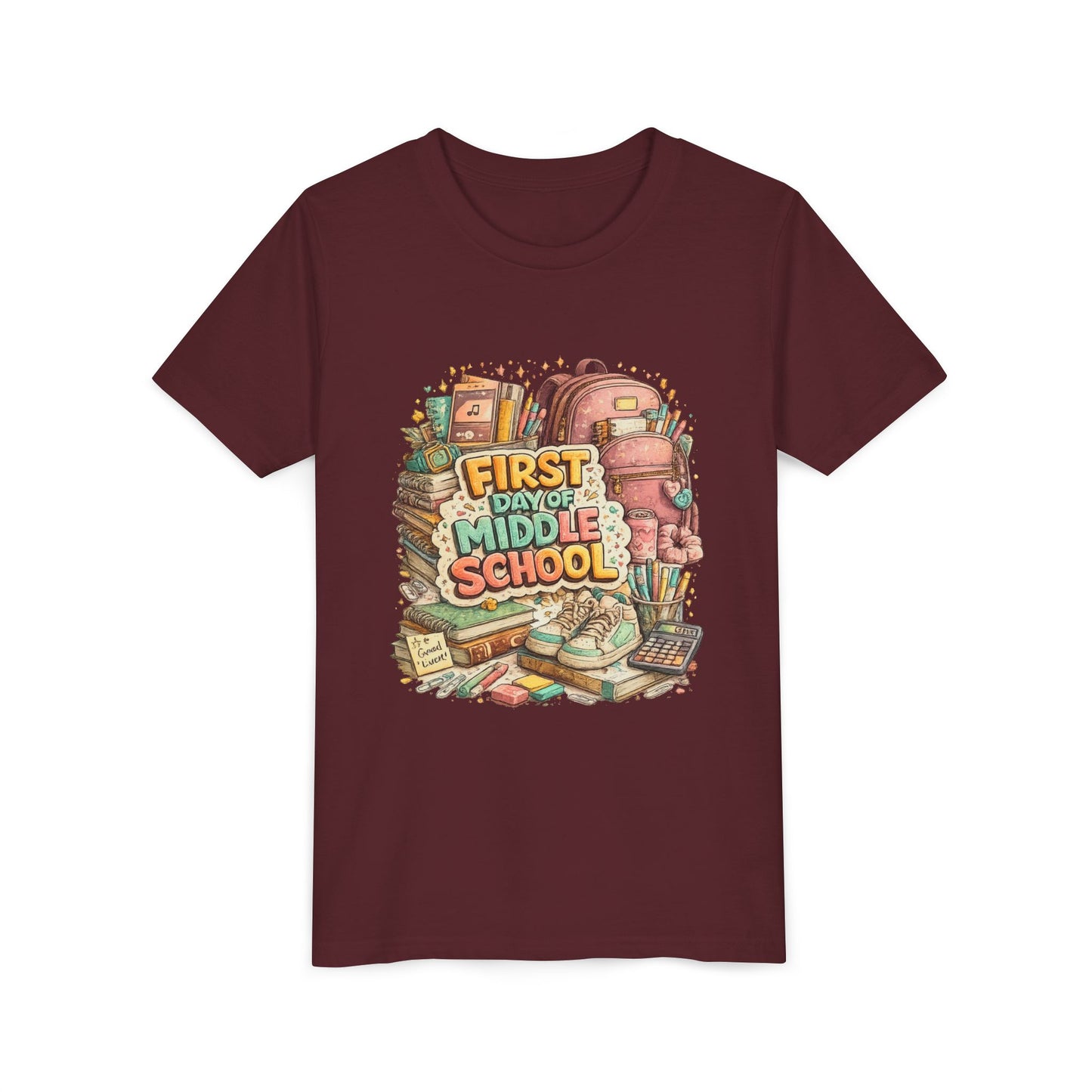 Youth Tee — "First Day of Middle School" Back-to-School Graphic Shirt