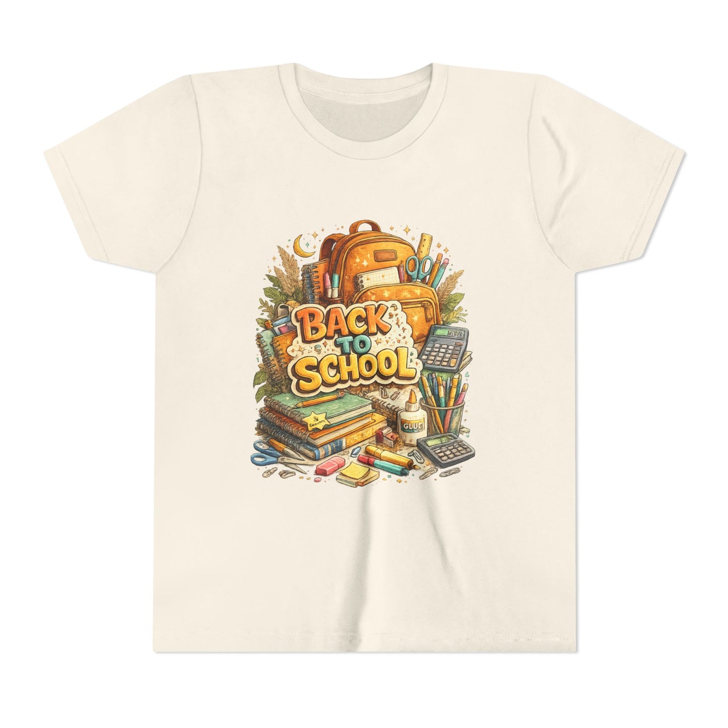 Youth Back to School Graphic Tee — 'Back to School' Backpack & Supplies Design