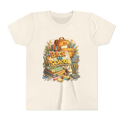 Youth Back to School Graphic Tee — 'Back to School' Backpack & Supplies Design