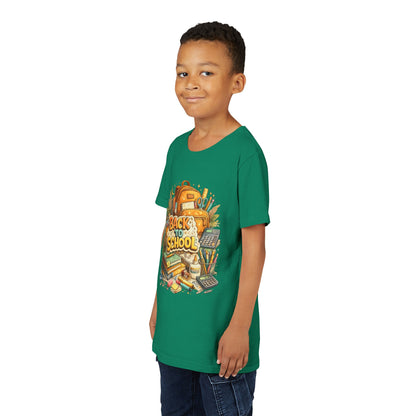 Youth Back to School Graphic Tee — 'Back to School' Backpack & Supplies Design