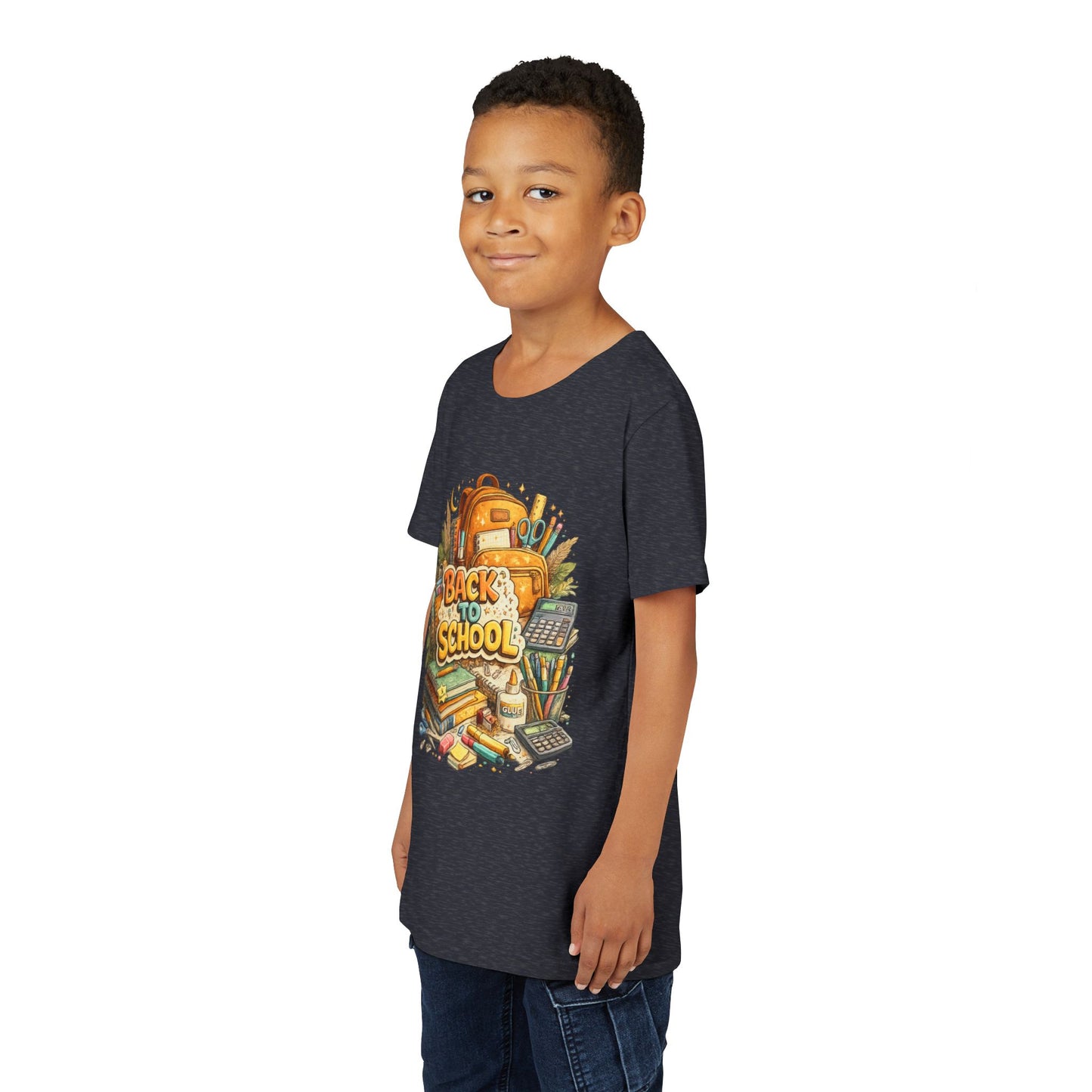 Youth Back to School Graphic Tee — 'Back to School' Backpack & Supplies Design