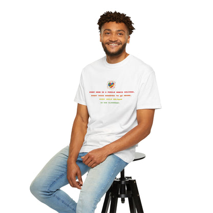 T-Shirt | Rainbow Puzzle Heart Quote Tee — "Every Mind Is A Puzzle Worth Solving"