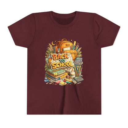 Youth Back to School Graphic Tee — 'Back to School' Backpack & Supplies Design