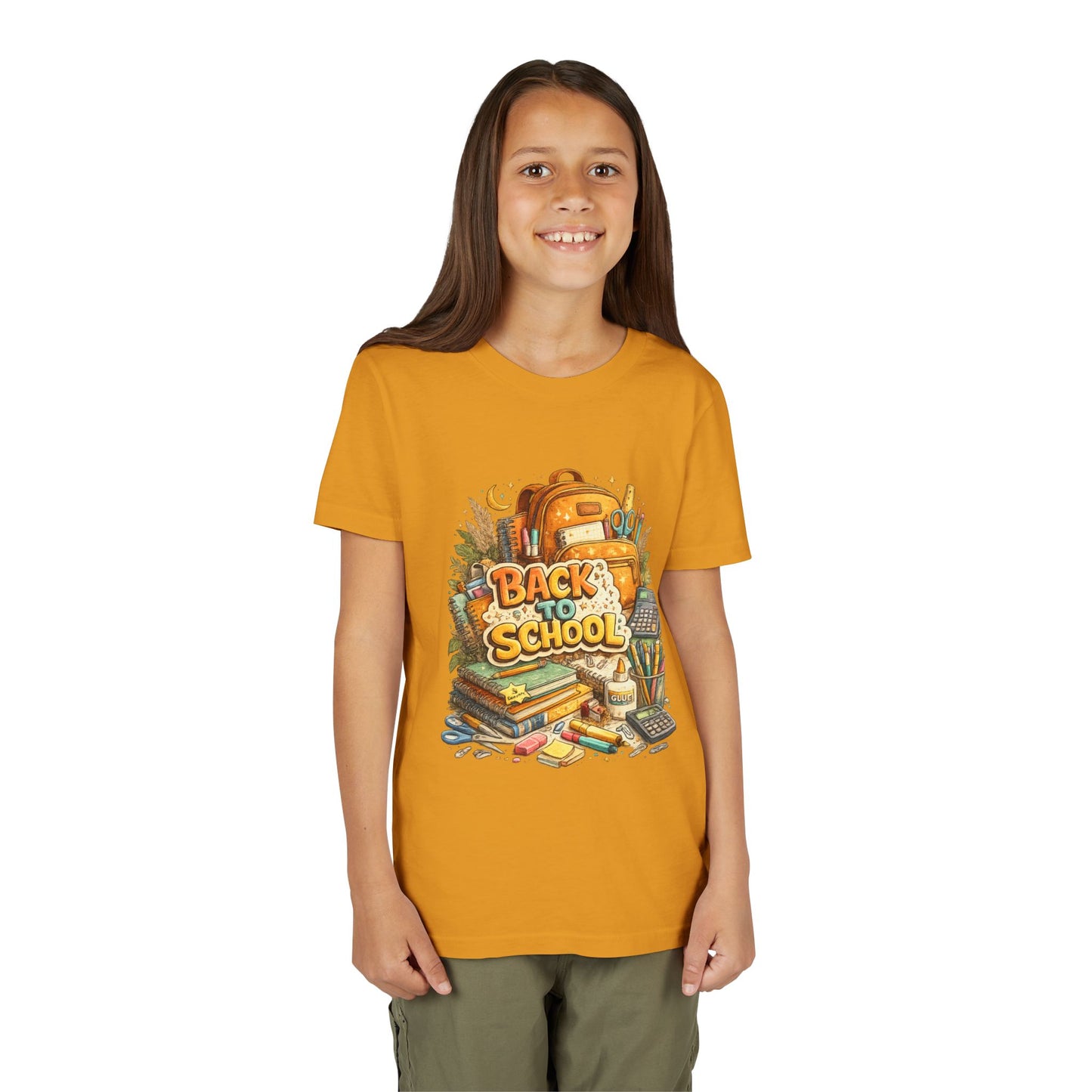 Youth Back to School Graphic Tee — 'Back to School' Backpack & Supplies Design