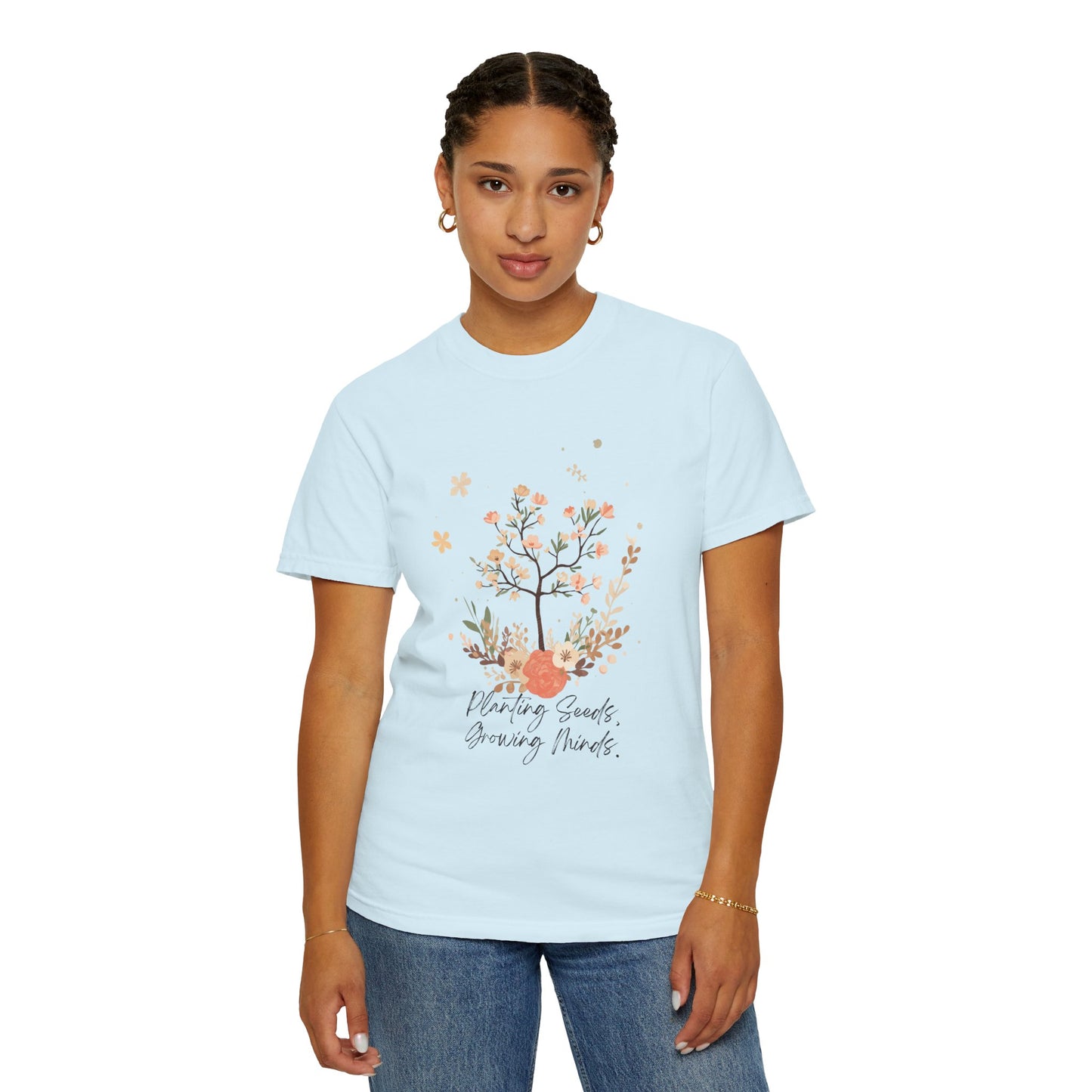 Floral Tree Tee — "Planting Seeds, Growing Hearts" Graphic T-Shirt