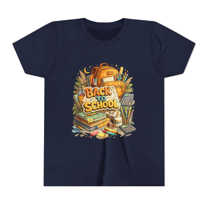 Youth Back to School Graphic Tee — 'Back to School' Backpack & Supplies Design