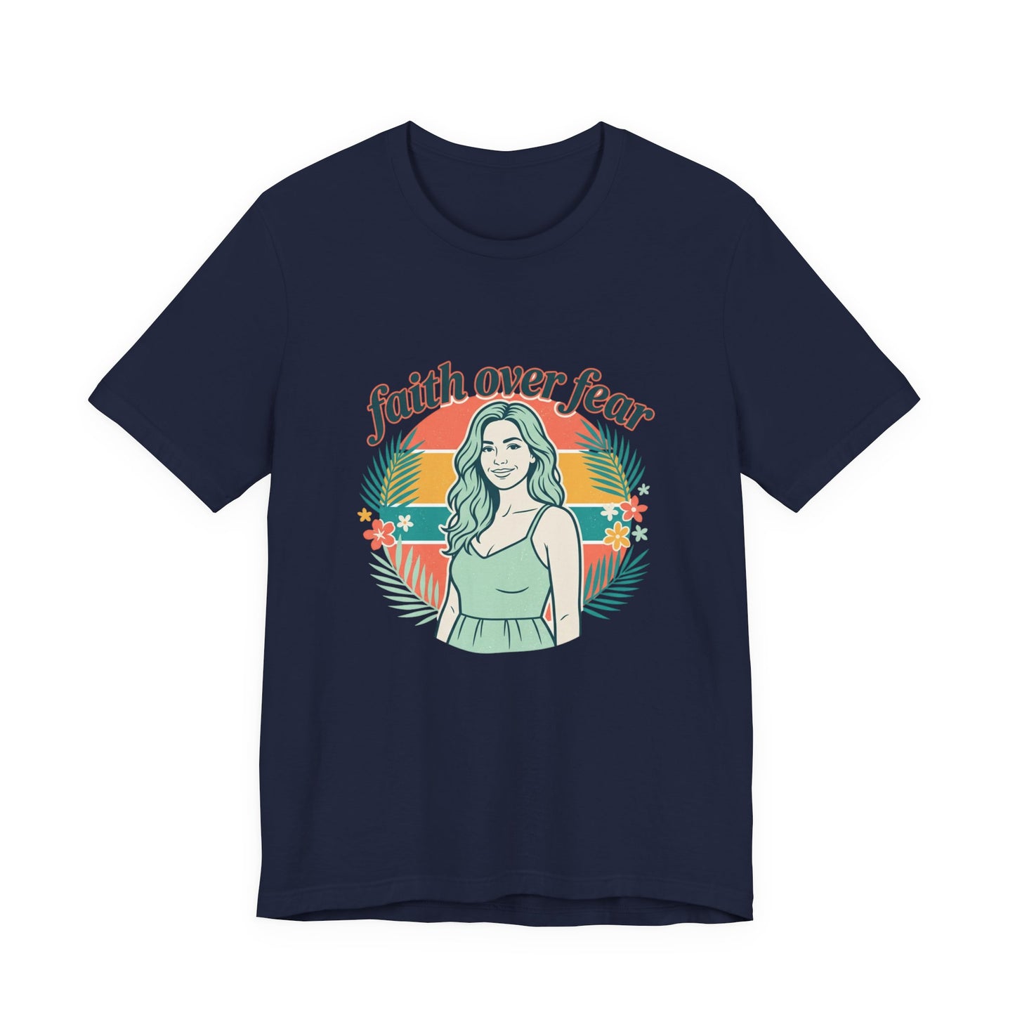 Faith Over Fear Graphic Tee — Retro Floral Christian T-Shirt