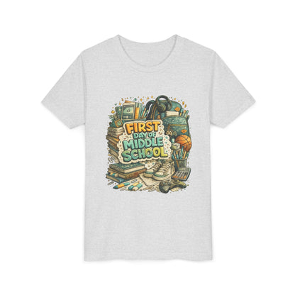 Youth Tee — "First Day of Middle School" Back-to-School Graphic Shirt