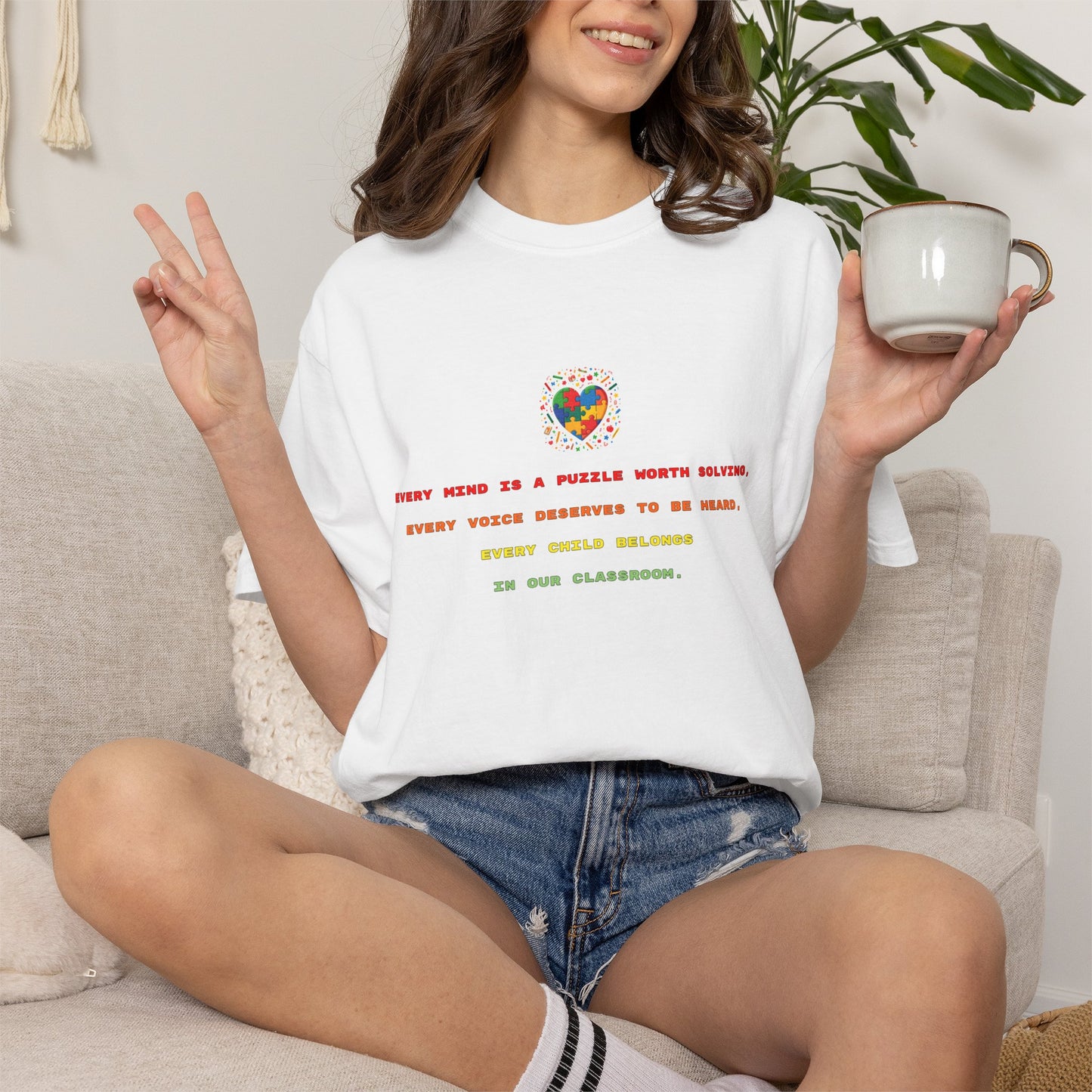 T-Shirt | Rainbow Puzzle Heart Quote Tee — "Every Mind Is A Puzzle Worth Solving"