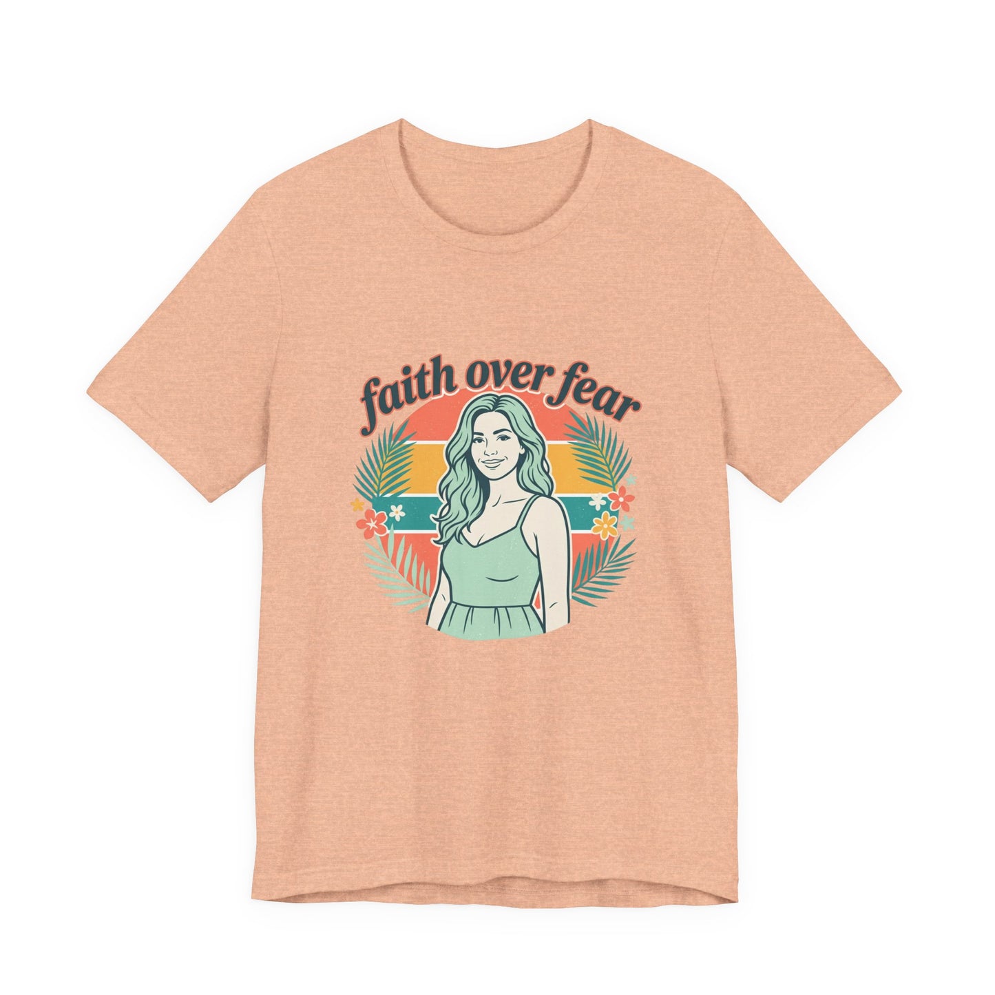 Faith Over Fear Graphic Tee — Retro Floral Christian T-Shirt