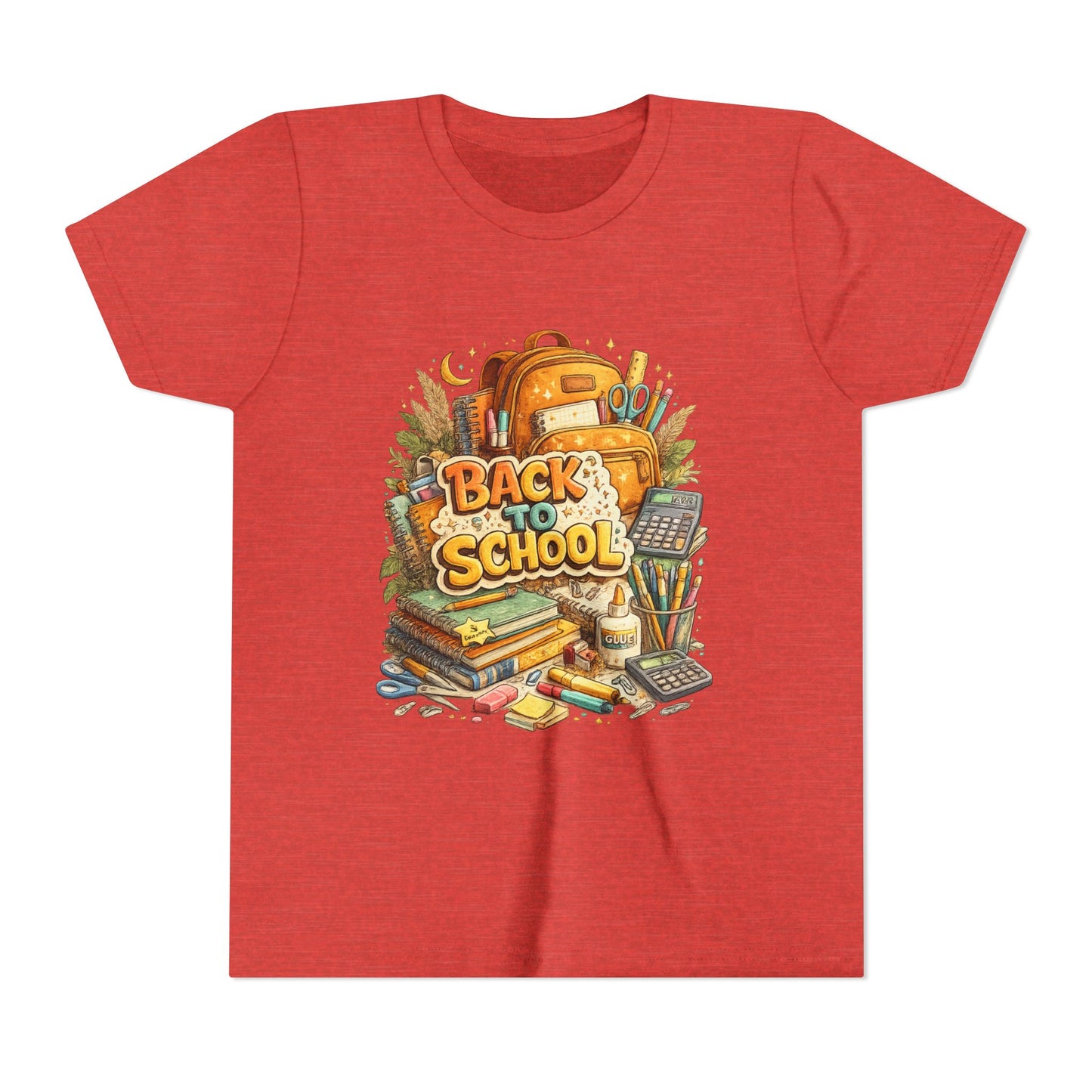 Youth Back to School Graphic Tee — 'Back to School' Backpack & Supplies Design