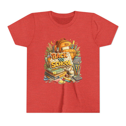 Youth Back to School Graphic Tee — 'Back to School' Backpack & Supplies Design