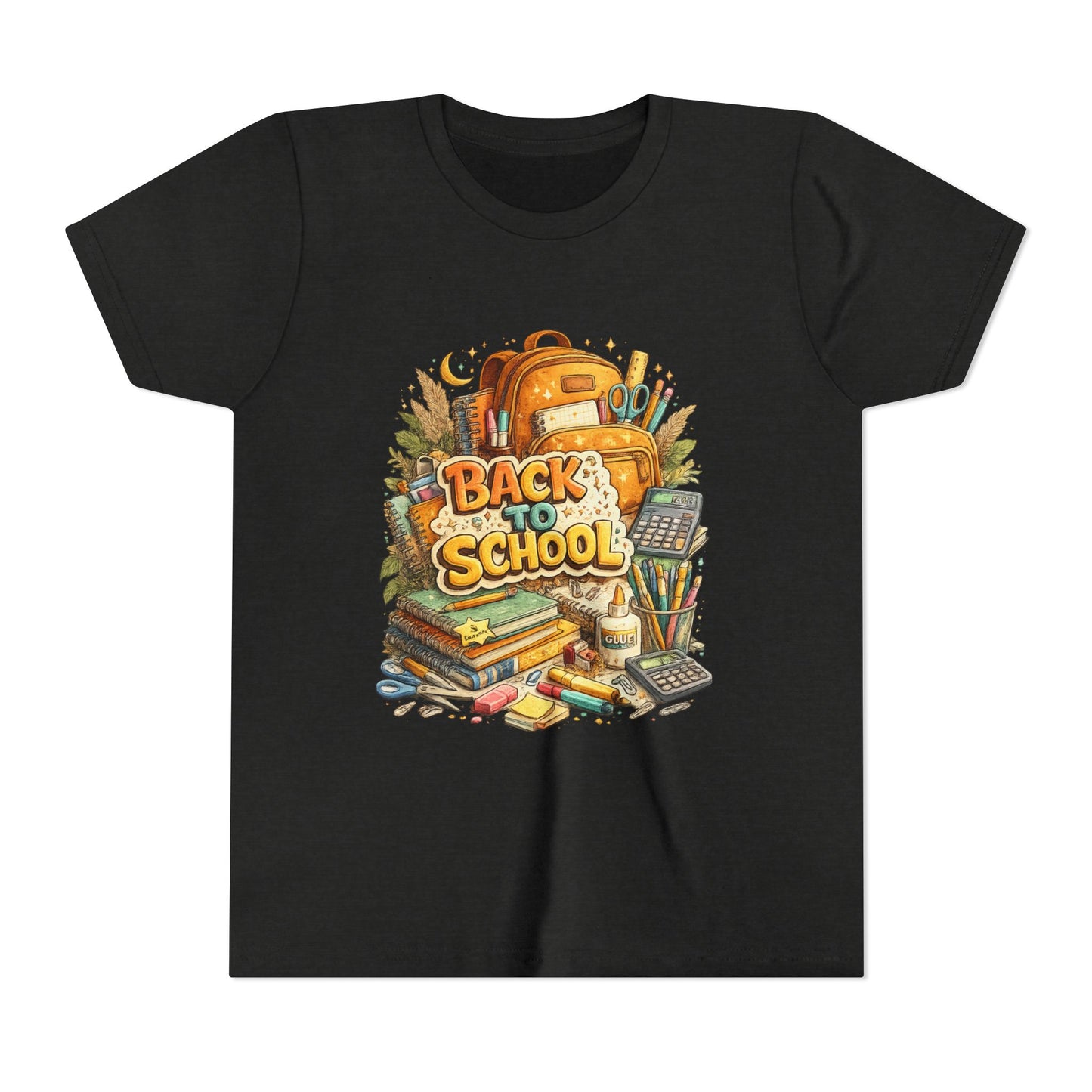Youth Back to School Graphic Tee — 'Back to School' Backpack & Supplies Design