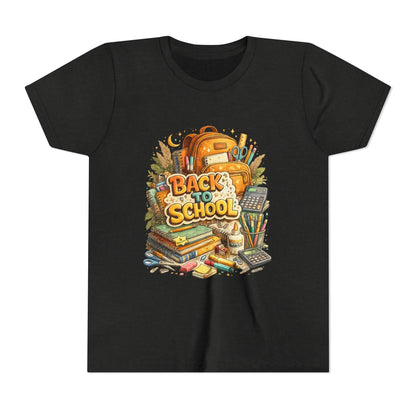Youth Back to School Graphic Tee — 'Back to School' Backpack & Supplies Design
