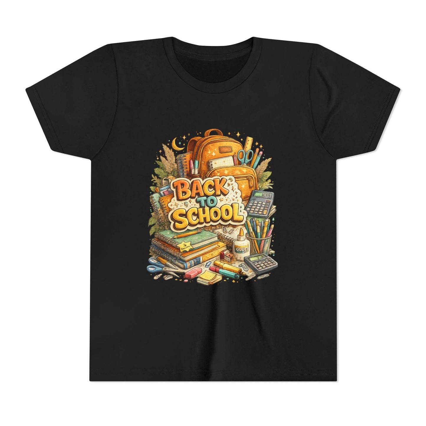 Youth Back to School Graphic Tee — 'Back to School' Backpack & Supplies Design