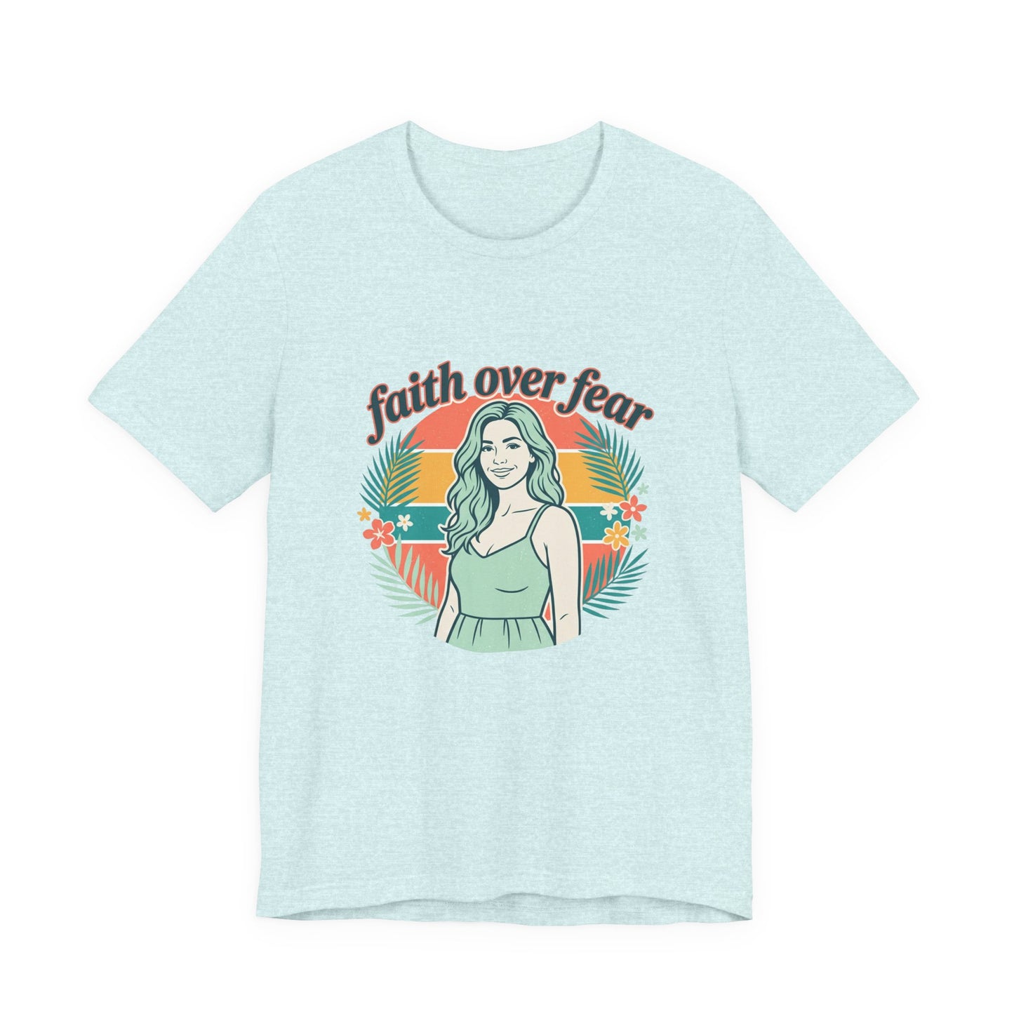 Faith Over Fear Graphic Tee — Retro Floral Christian T-Shirt