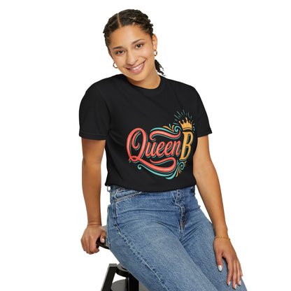 Queen B T-Shirt — Colorful Script Graphic Tee with Crown