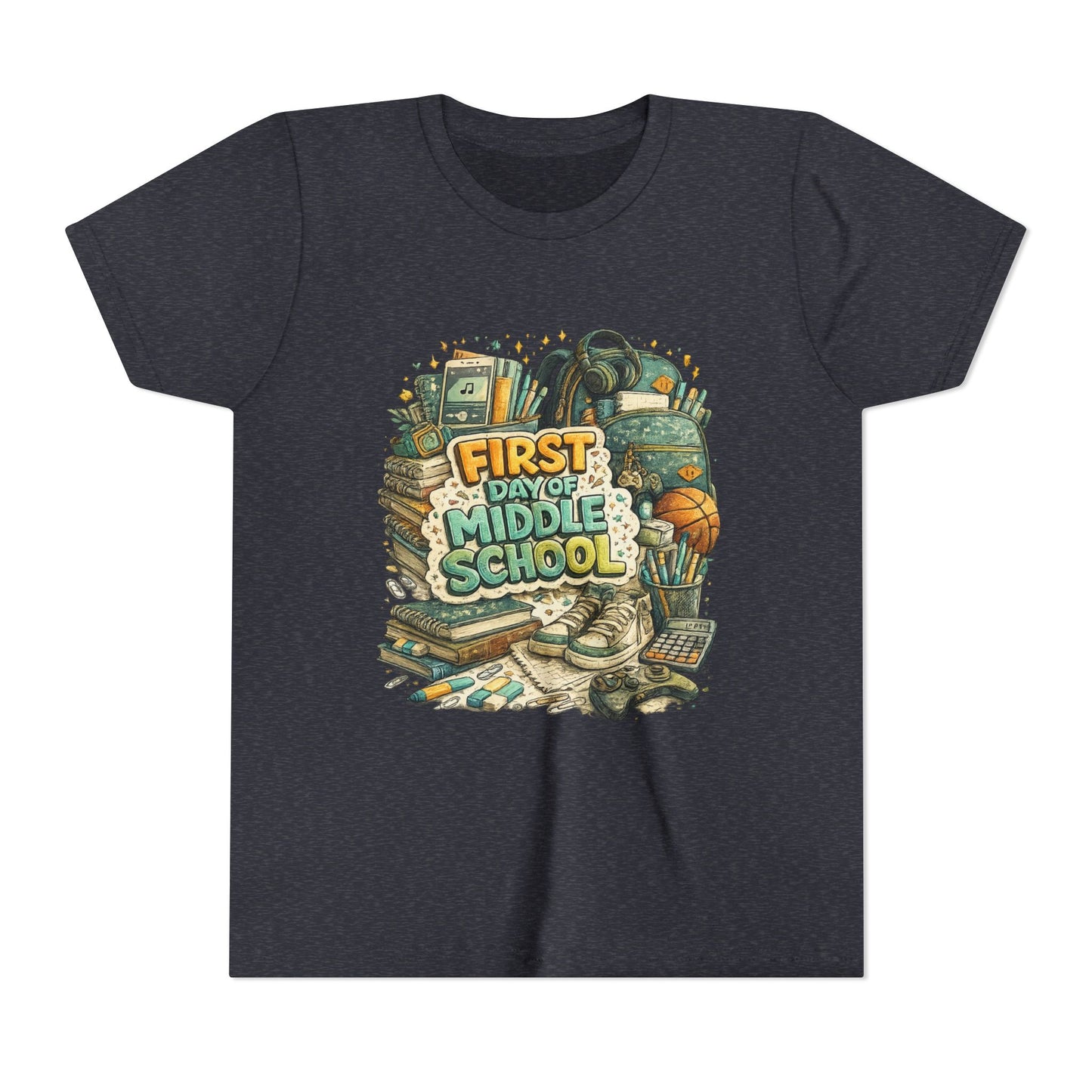 Youth Tee — "First Day of Middle School" Back-to-School Graphic Shirt