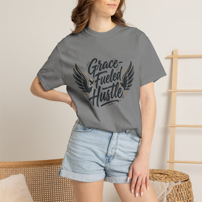 Grace-Fueled Hustle T-Shirt — Inspirational Christian Graphic Tee with Wings