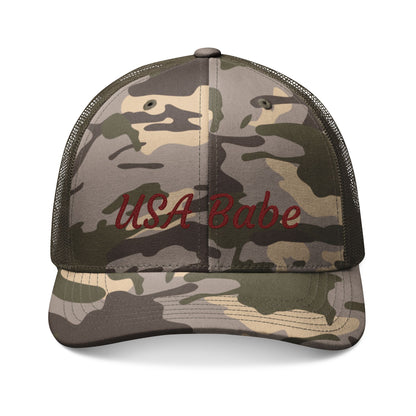 USA Babe Camouflage Trucker Hat – Embroidered Camo Mesh Cap