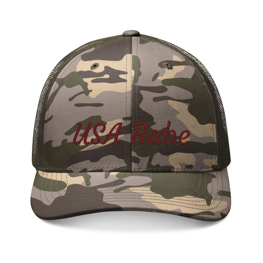 USA Babe Camouflage Trucker Hat – Embroidered Camo Mesh Cap