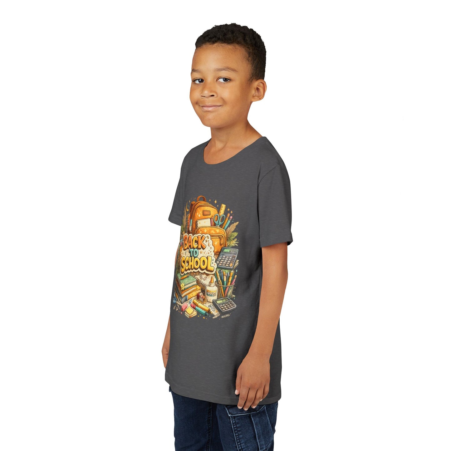 Youth Back to School Graphic Tee — 'Back to School' Backpack & Supplies Design