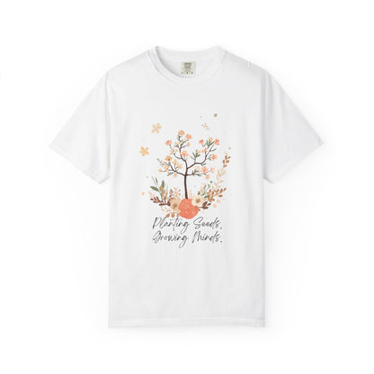 Floral Tree Tee — "Planting Seeds, Growing Hearts" Graphic T-Shirt