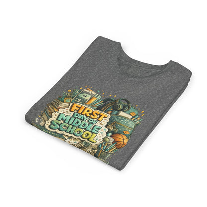 Youth Tee — "First Day of Middle School" Back-to-School Graphic Shirt