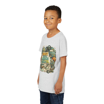 Youth Tee — "First Day of Middle School" Back-to-School Graphic Shirt