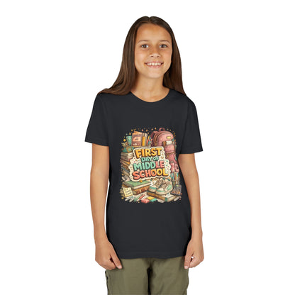 Youth Tee — "First Day of Middle School" Back-to-School Graphic Shirt