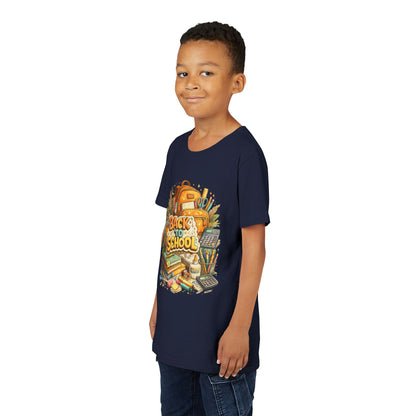 Youth Back to School Graphic Tee — 'Back to School' Backpack & Supplies Design