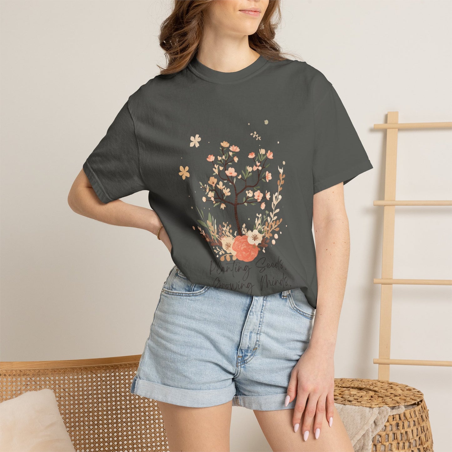 Floral Tree Tee — "Planting Seeds, Growing Hearts" Graphic T-Shirt