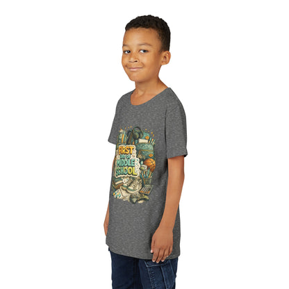 Youth Tee — "First Day of Middle School" Back-to-School Graphic Shirt