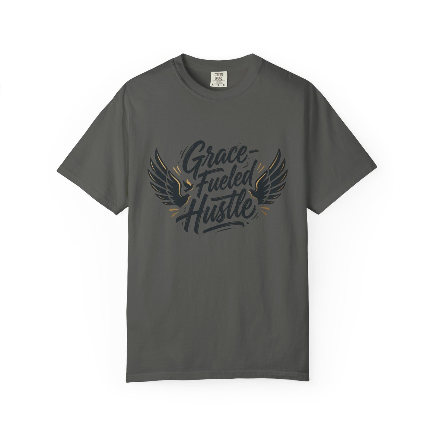 Grace-Fueled Hustle T-Shirt — Inspirational Christian Graphic Tee with Wings