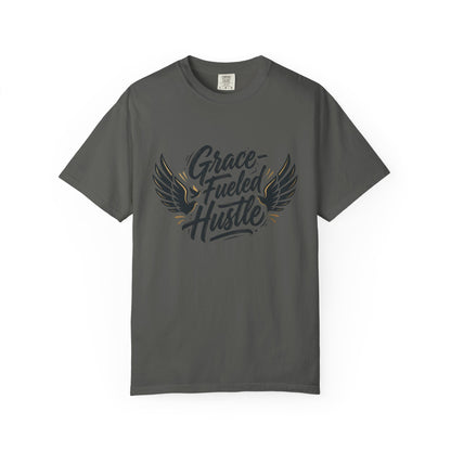 Grace-Fueled Hustle T-Shirt — Inspirational Christian Graphic Tee with Wings