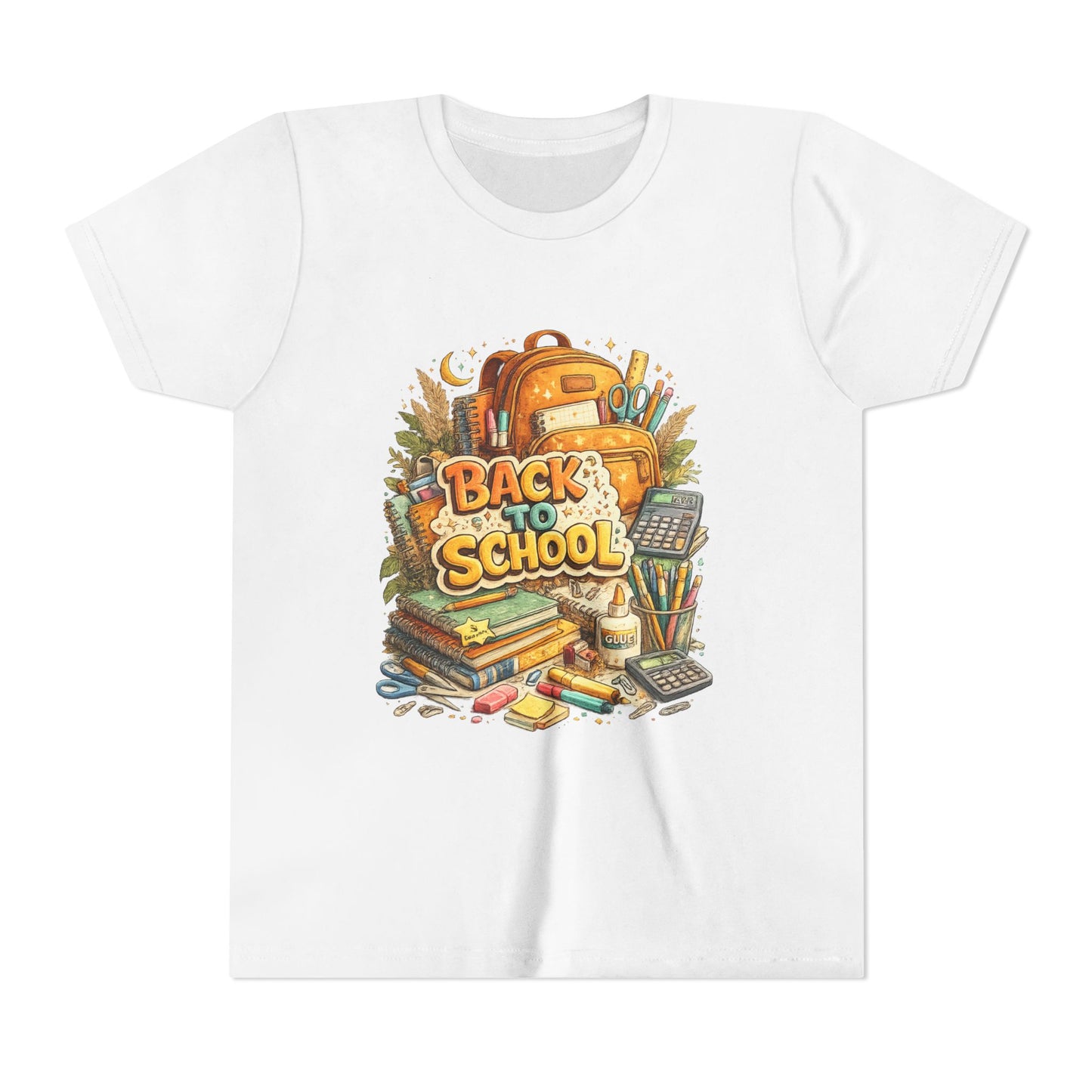 Youth Back to School Graphic Tee — 'Back to School' Backpack & Supplies Design
