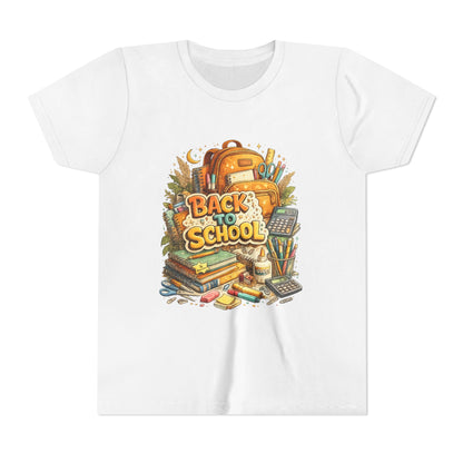 Youth Back to School Graphic Tee — 'Back to School' Backpack & Supplies Design