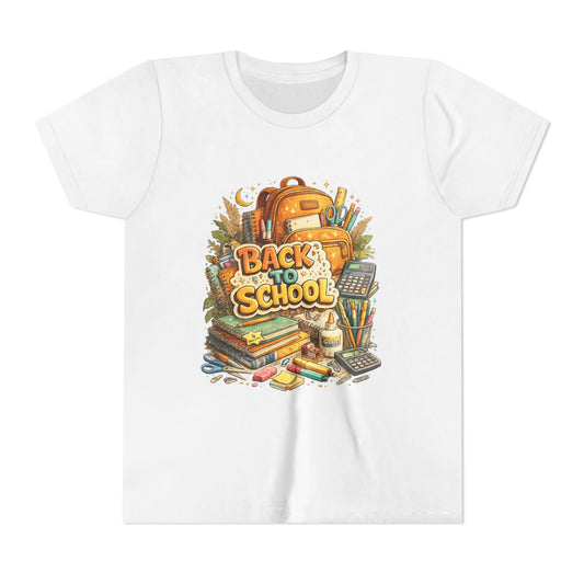 Youth Back to School Graphic Tee — 'Back to School' Backpack & Supplies Design