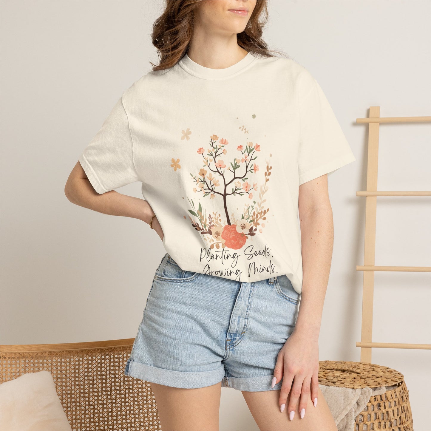 Floral Tree Tee — "Planting Seeds, Growing Hearts" Graphic T-Shirt