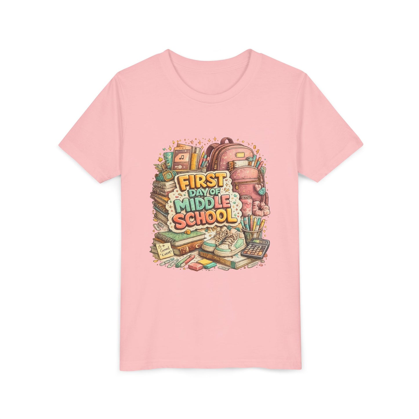 Youth Tee — "First Day of Middle School" Back-to-School Graphic Shirt