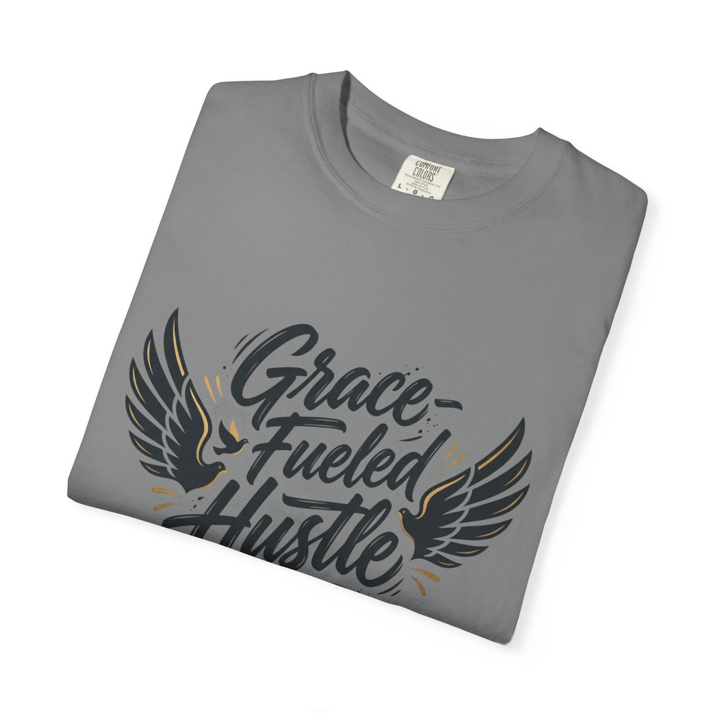 Grace-Fueled Hustle T-Shirt — Inspirational Christian Graphic Tee with Wings