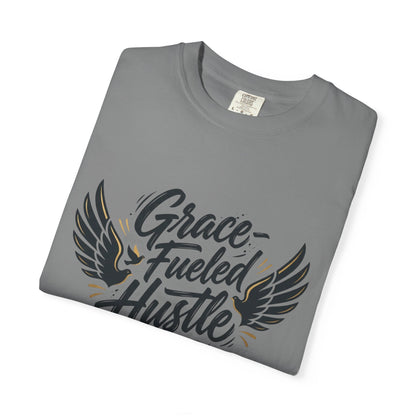 Grace-Fueled Hustle T-Shirt — Inspirational Christian Graphic Tee with Wings