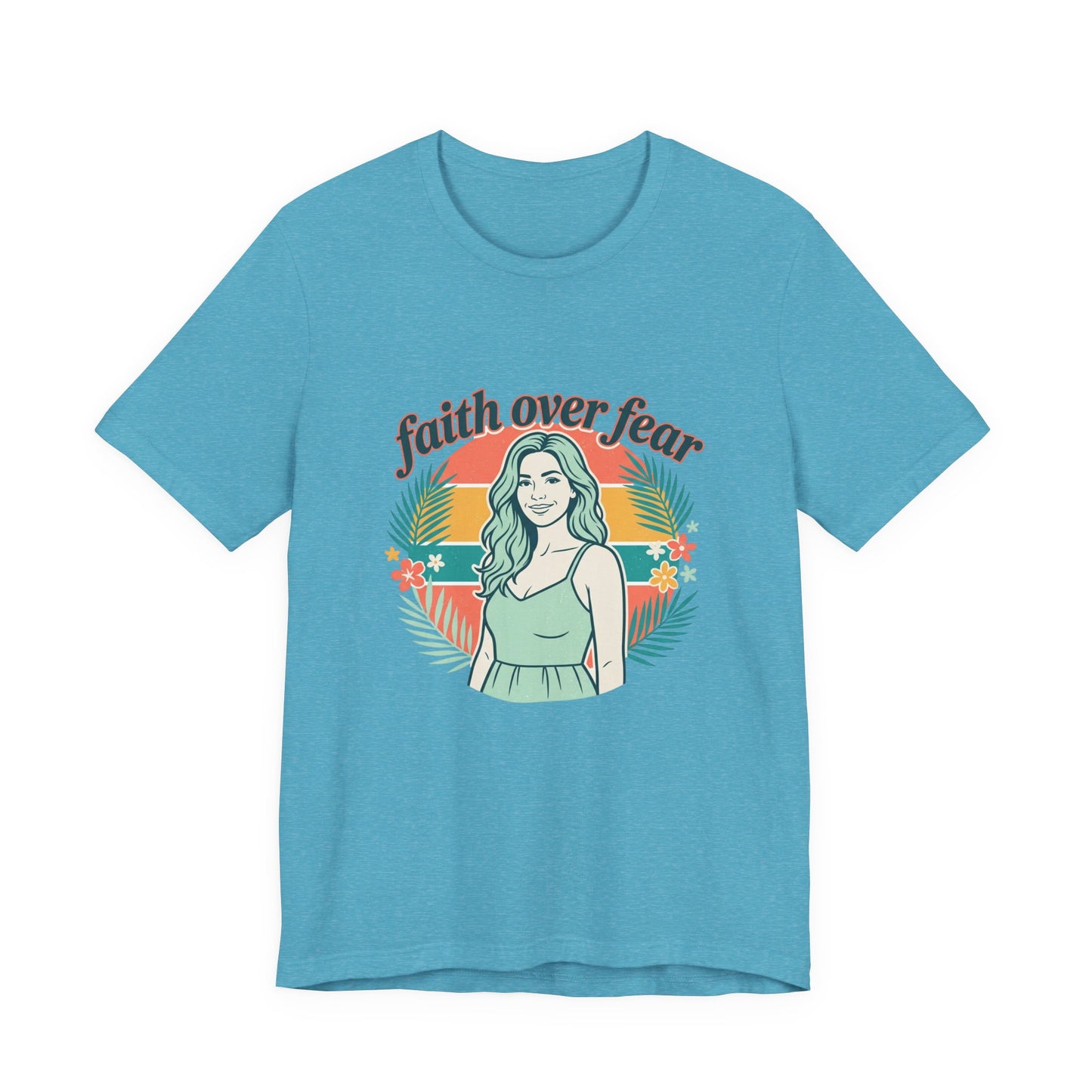 Faith Over Fear Graphic Tee — Retro Floral Christian T-Shirt